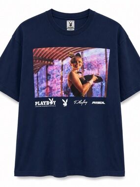 PLAYBOY Navy Tee with Retro Multicolor Photo